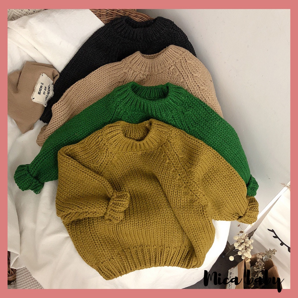 Áo len cho bé kiểu dáng cổ tròn basic phong cách Hàn Quốc đáng yêu QA59 Mica baby