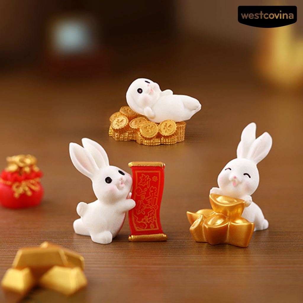 [Hot]☃Set 2 Đồ Chơi Thỏ Nhựa Dễ Thương Trang Trí Phòng Ngủ