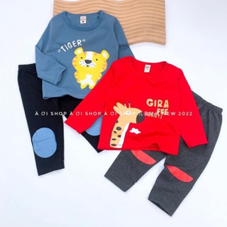 Bộ Quần Áo Thu Đông Bé Trai Bé Gái Chất Cotton Mềm; Đồ Bộ Trẻ Em Dài Tay Cho Bé 7kg - 8kg