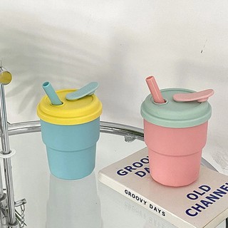 Bình Nước Silicone 450ML Kèm Ống Hút