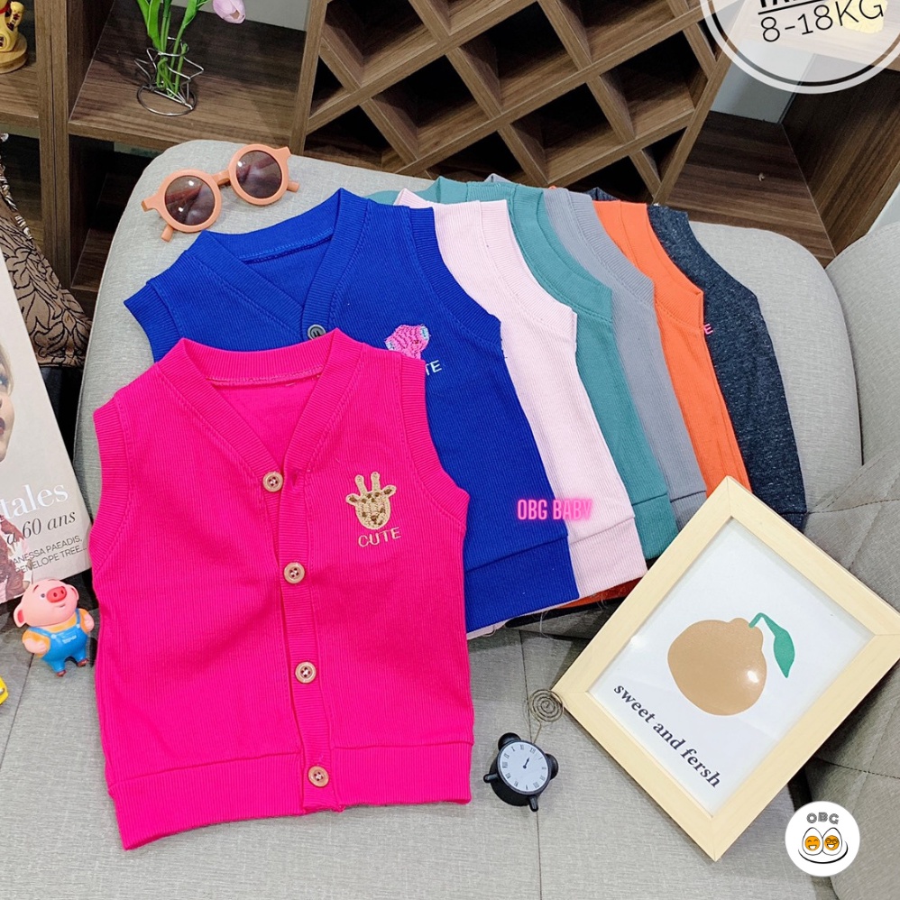 Áo gile bé trai bé gái OBG baby thun tăm dày ấm size 7-17kg
