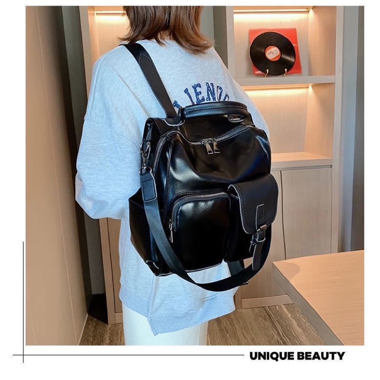 BALO THỜI TRANG NỮ VINTAGE DA PU ULZZANG BALO VUÔNG HỌC SINH BLN49H015