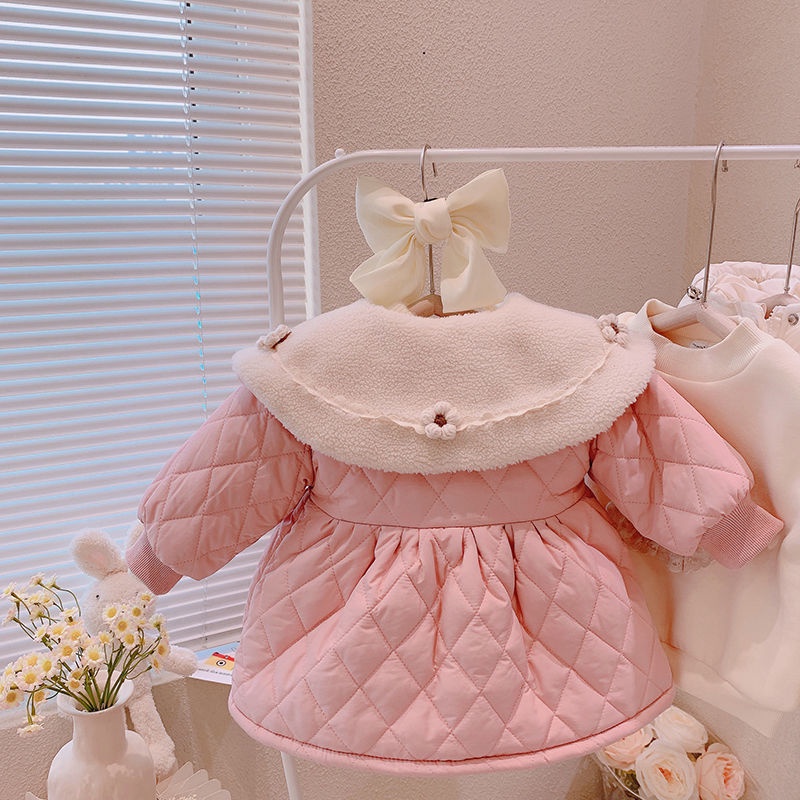 Áo Khoác Đệm Cotton Lót Lông Cừu Dày Dặn Phong Cách Hàn Quốc Thời Trang Mùa Đông Mới Cho Bé Gái