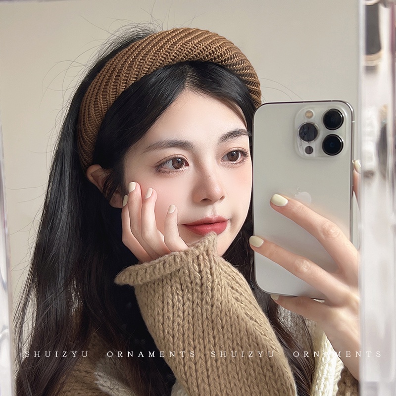 Băng Đô Cài Tóc Dệt Kim Viền Rộng Phong Cách Hàn Quốc Thanh Lịch Mới