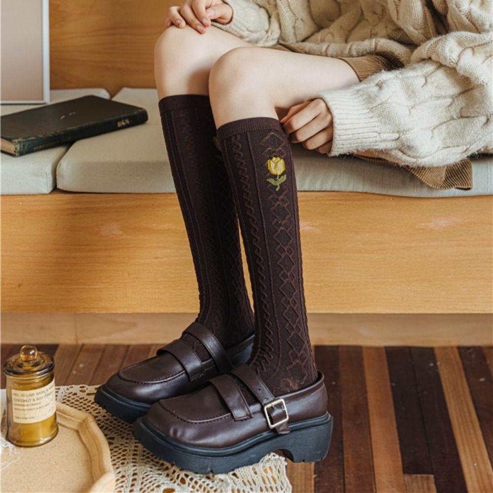 IVORY Vớ Dài Hình Hoa Tulip Thoải Mái Hợp Thời Trang Lolita Nhật Bản Đáng Yêu Cho Nữ