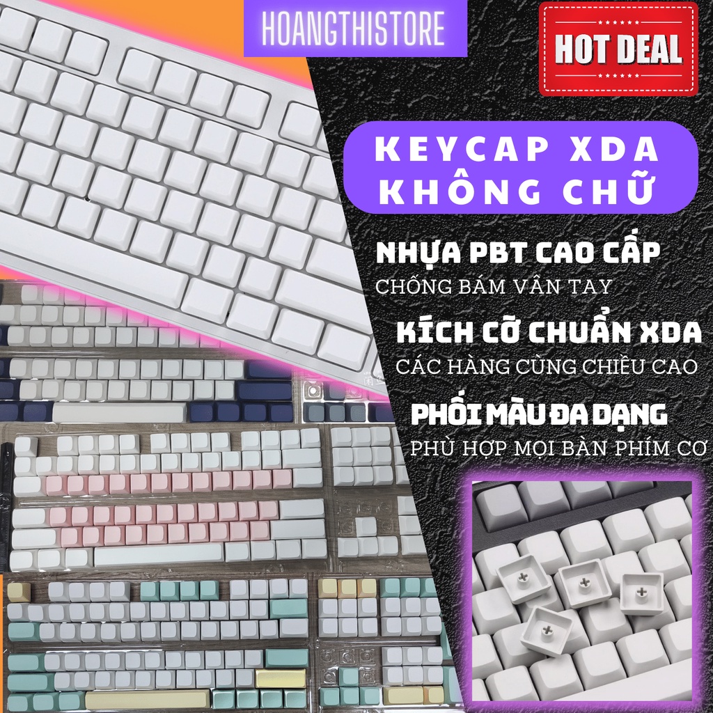 Keycap XDA PBT nhám không có chữ 108 phím Nút nhựa PBT cao cấp cho bàn phím cơ chống bám bẩn vân tay Mechanical Keyboard