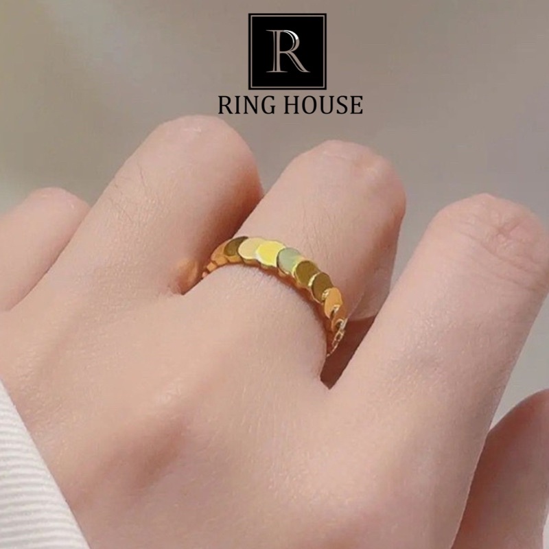 (Titan) Nhẫn nữ titan không đen khắc tên theo yêu cầu vảy cá đẹp Ring House