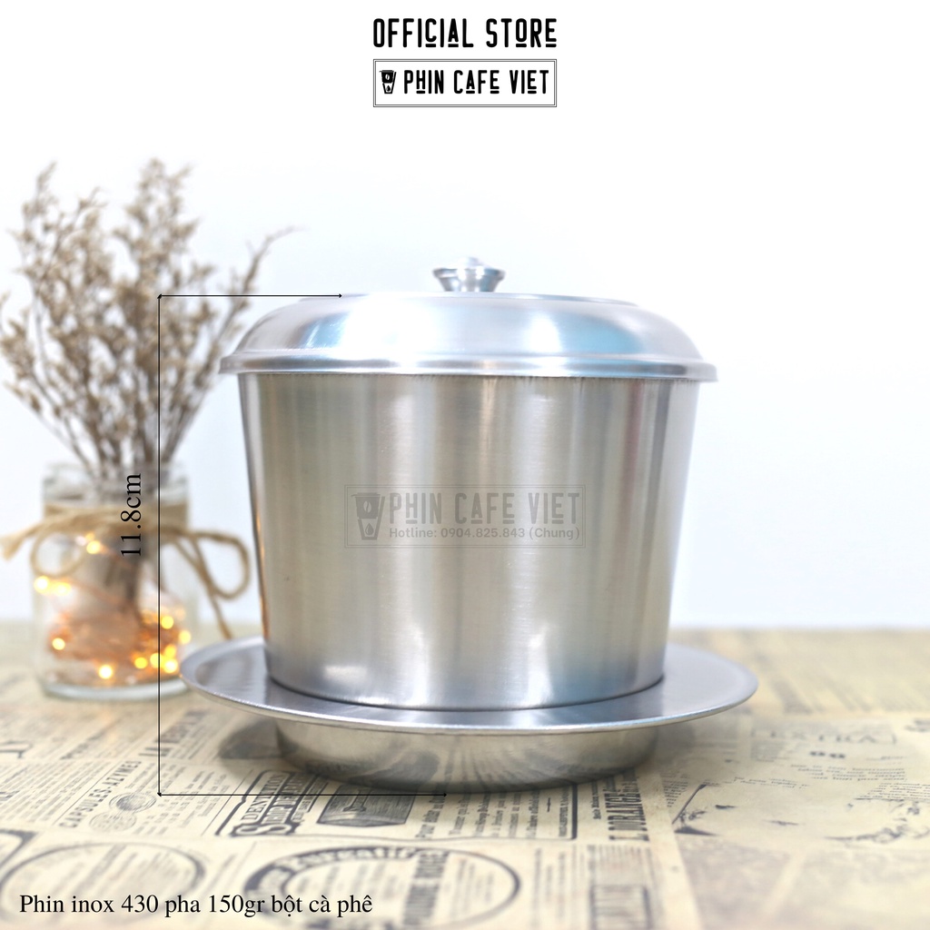 Phin inox 430 loại dày pha 150gr bột cà phê nguyên chất