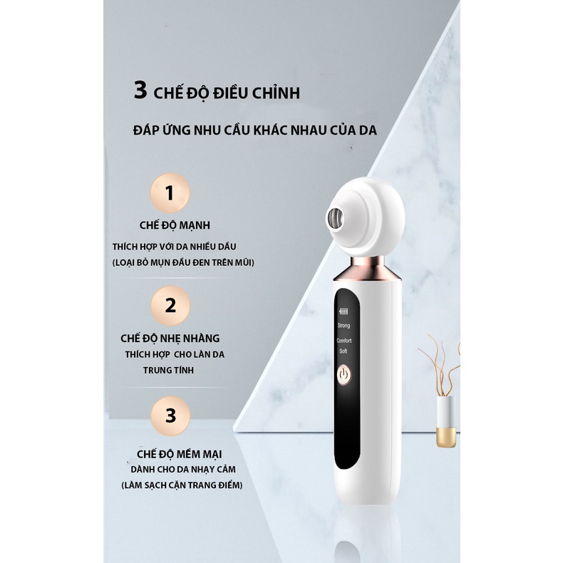Máy hút mụn 3 chức năng tích hợp đèn led, hút sạch mụn, giúp sạch da và trắng sáng 1 cách tự nhiên.
