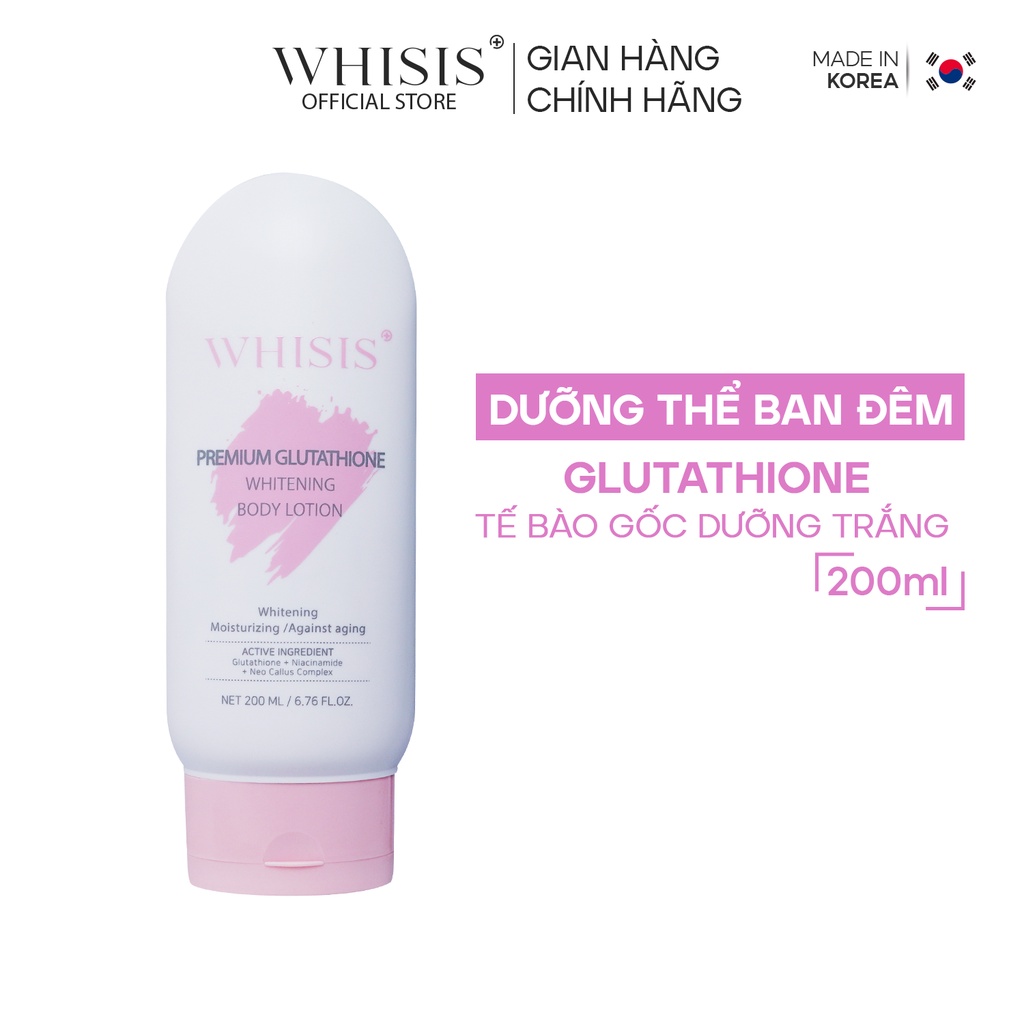 Dưỡng Thể Trắng Da Ban Đêm Whisis Premium Glutathione Whitening Body Lotion 200ml