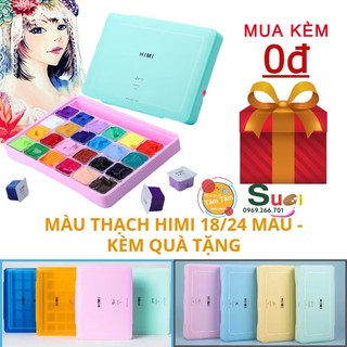 Màu Gouache Himi Dạng Thạch 🎨️🎨 KÈM QUÀ TẶNG 🚀🚀 Bộ 18/24 màu