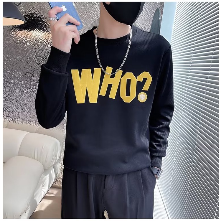 Áo sweater Tay Dài Cổ Tròn in Chữ Thời Trang Xuân Thu Cho Nam