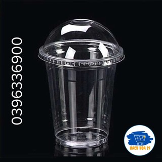 Cốc nhựa pet 350ml, 500ml có nắp vòm nhựa dùng 1 lần