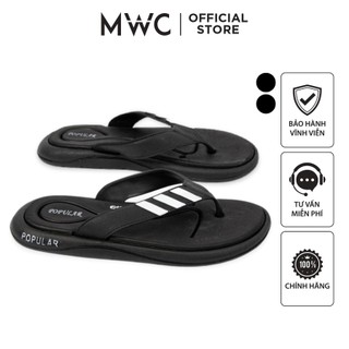 Dép mwc 7722 - dép lê nam quai kẹp đế bệt quai da phối sọc màu cá tính