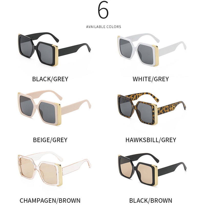 (YUZHU) Kính Mát Gọng Vuông Oversized Thời Trang Phương Tây Cho Nữ