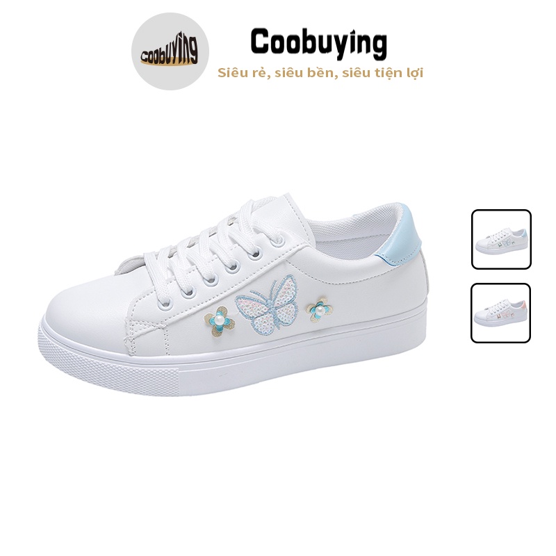 Giày Sneaker Đế Phẳng In Hình Bướm Đẹp Thời Trang Nữ