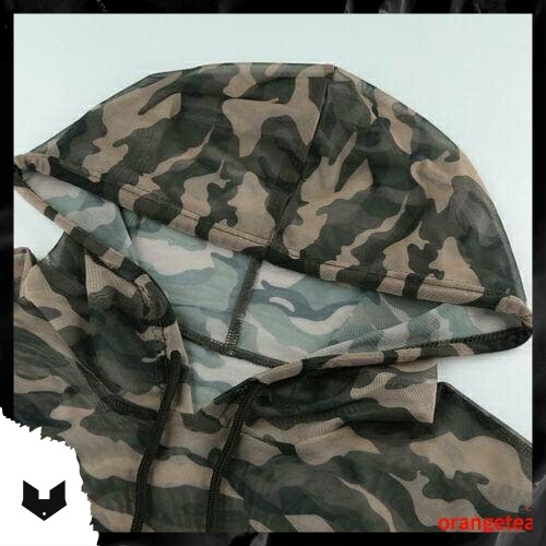 ÁO CROPTOP DÀI TAY REN LƯỚI CAMO CÓ MŨ, O TẬP NHẢY DANCE