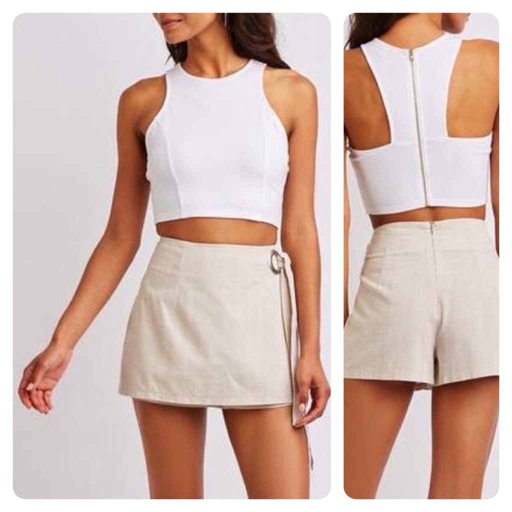Áo crop top Khoá kéo Charlotte russe xuất dư , Áo thun nữ VNXK