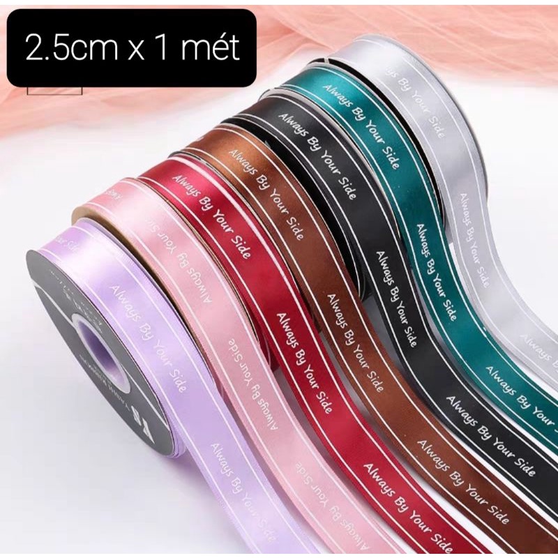 1 MÉT RUY BĂNG LỤA BÓ HOA HÀN QUỐC - DÂY NƠ LỤA CÓ HỌA TIẾT GÓI QUÀ