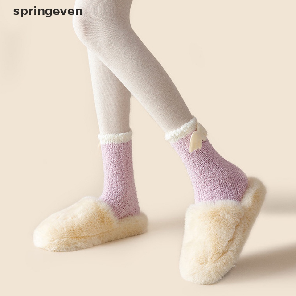 1 Đôi Vớ Lông Cừu San Hô Dày Giữ Ấm Mùa Đông In Họa Tiết Hoạt Hình Dễ Thương