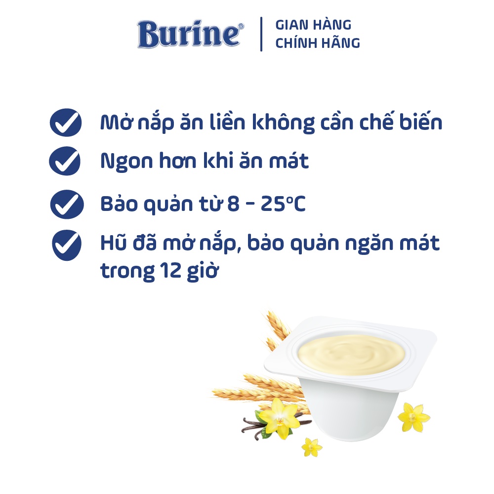 Combo 4 vỉ Cháo sữa ăn dặm Burine vani dành cho bé từ 6 tháng tuổi - Nhập khẩu 100% từ Đức (6 hũ x 50g x 4 vỉ)