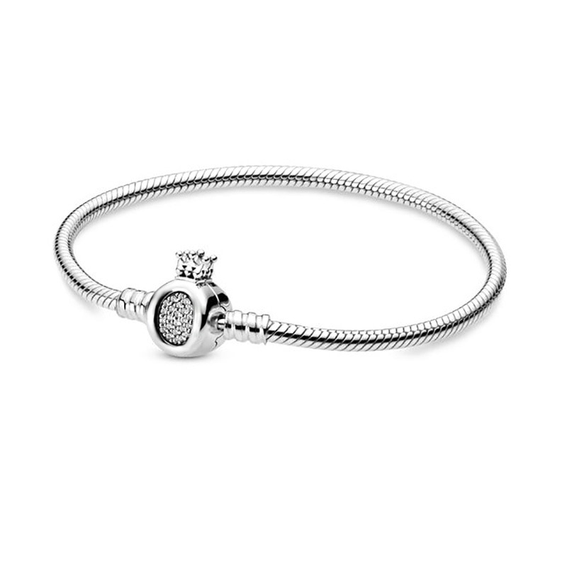 PANDORA Vòng Tay Mạ Bạc 925 Hình Hoa Cúc / Lá / Vương Miện Lấp Lánh Thời Trang Cho Nữ
