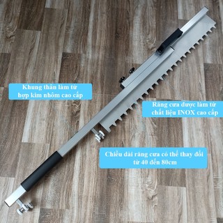 Bay răng cưa gạt vữa 80cm, thước gạt vữa chất liệu INOX cao cấp có thể điều chỉnh độ dài từ 40 đến 80cm