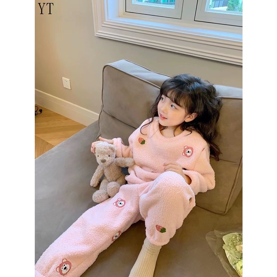 Bộ Đồ Ngủ Pijama Lót Lông Cừu Giữ Ấm Mùa Thu Đông Phong Cách Mới 2022 Cho Bé Trai Và Bé Gái