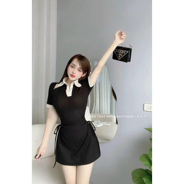 đầm body ôm rút dây cổ trụ xinh dcbv66