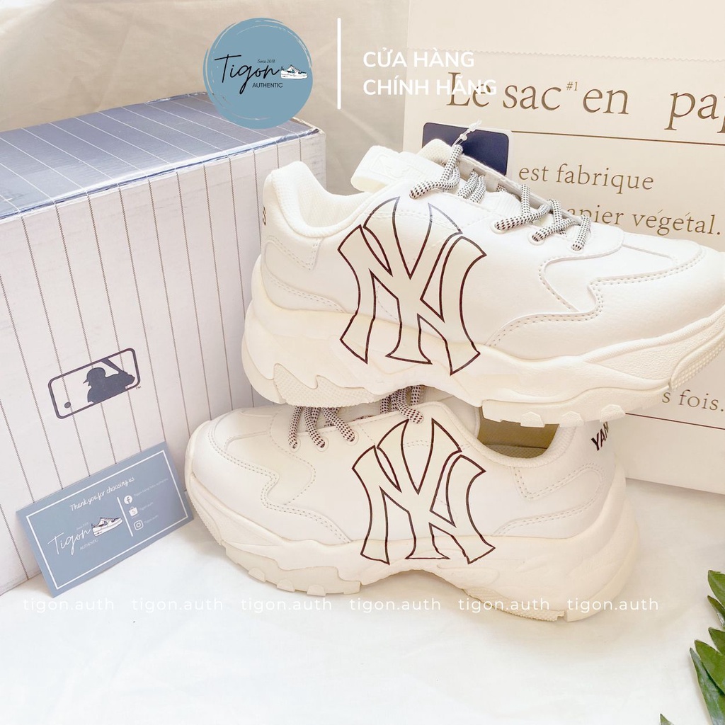 Giày thể thao nữ MLB NY Yankee - Big Ball Chunky A, Giày thể thao trắng chính hãng MLB 32SHC1911-50I [100% AUTHENT