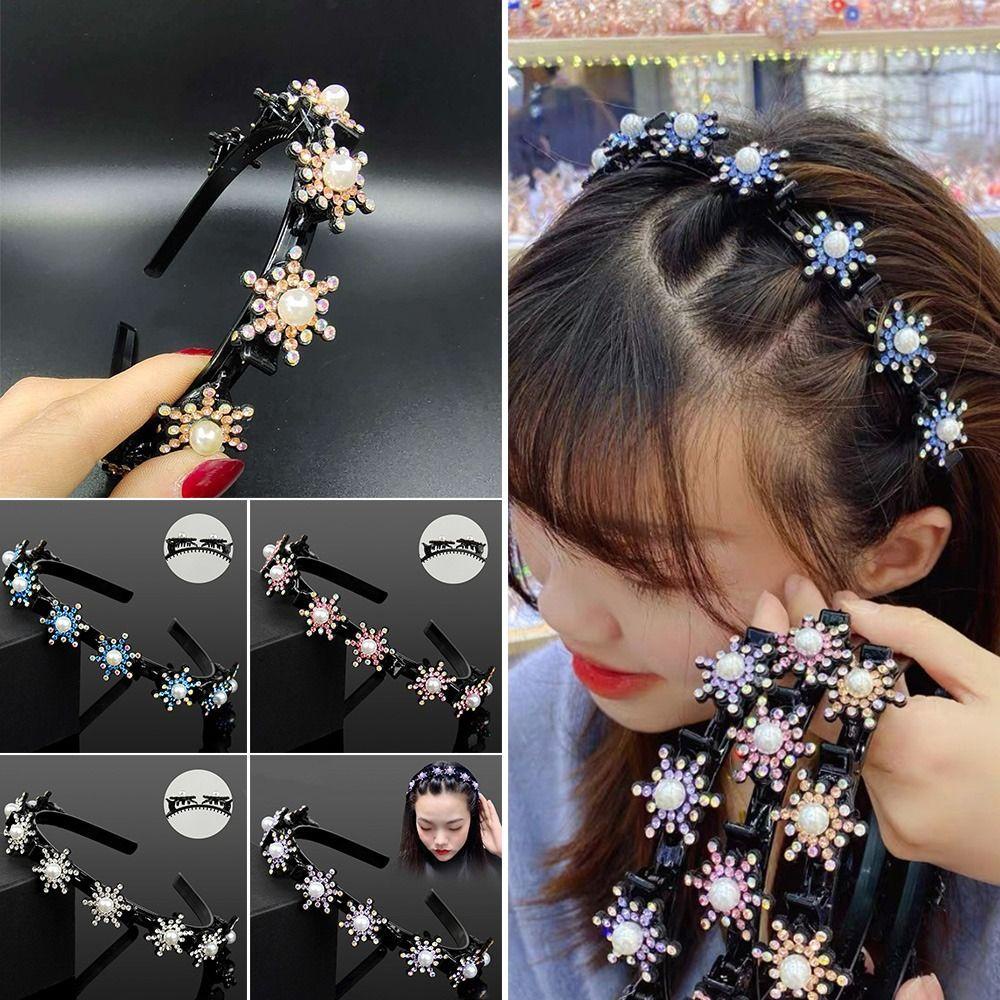 Set 1 / 2 Băng Đô Bện Tạo Kiểu Tóc Thời Trang Nữ|Kẹp Tóc Dạng Kẹp Mỏ Vịt Bện Đôi