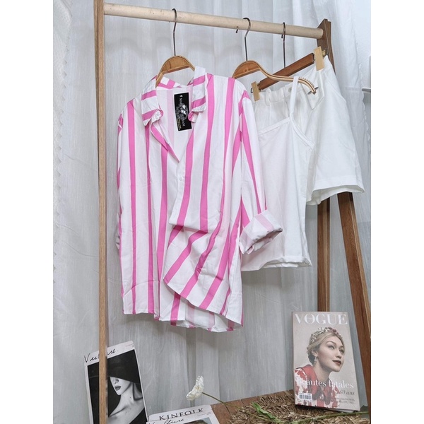 Sét 3 món sơ mi kẻ hồng TC6