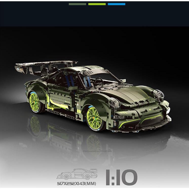 Porche 911 Bản Bóng Đêm 9806 Bản Khói Xanh 9805 Immaster Mô Hình Xe Technic Tỷ Lệ 1:10 Đồ Chơi Lắp Ráp 2258 Pcs