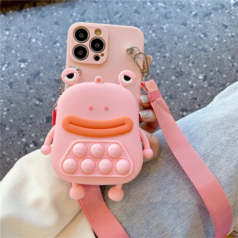 Ốp Điện Thoại Mềm Dạng Ví Có Khóa Kéo Họa Tiết Hoạt Hình Cho IPHONE 14 13 Pro MAX 5 5S 5SE 6 6S 7 8 PLUS XS MAX XR 11 12