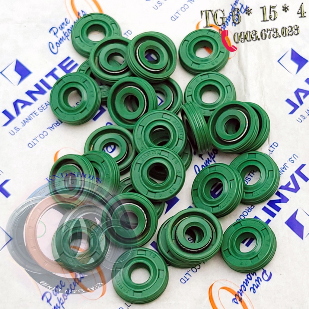 Phốt chặn dầu (nhớt) Janite TG 6*15*4 chuyên cho máy rửa xe mini, phụ tùng xe máy và máy tàu thủy - KND Shops