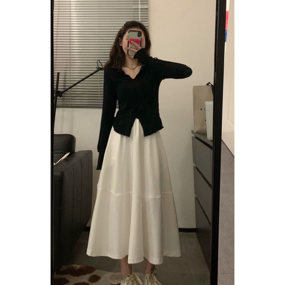 Áo Thun DàI Tay Cổ Chữ V PhốI Dây ChéO Cho Nữ