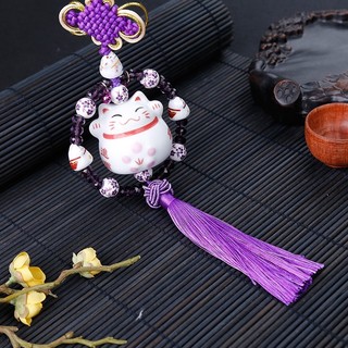 Mèo may mắn treo xe, decor trang trí