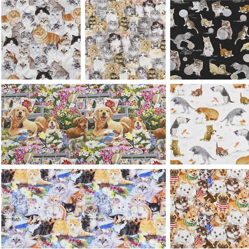 Hoạt Hình Dễ Thương Mô Phỏng cat kitty 100% Cotton Vải In May Quilting Needlework Chất Liệu DIY Hand