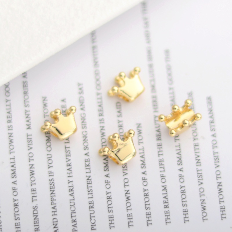 Set 10 Hạt Xâu Chuỗi Ba Chiều Bằng Đồng Mạ Vàng 18k Kích Thước 8 * 9mm Dùng Làm Trang Sức diy