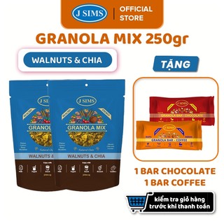 2 Gói Ngũ Cốc Granola Mix J Sims 250g Vị Walnut & Chia JSGMWC250x2