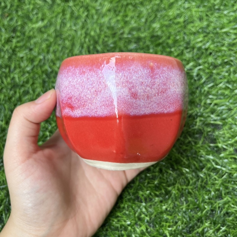 Chậu sứ men hỏa biến hình bóng lõm - Nhiều màu - Solar Garden