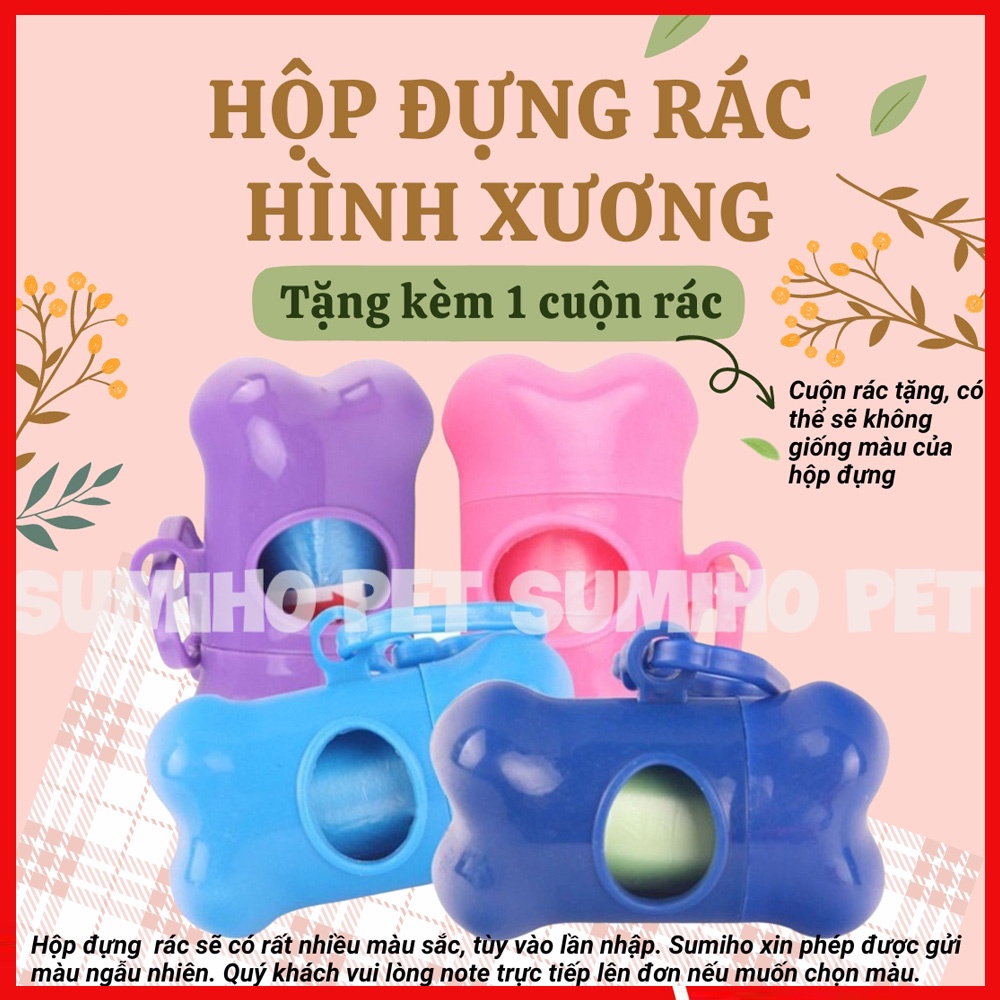 Hộp đựng túi rác hình xương (tặng kèm 1 cuộn rác) dọn vệ sinh cho chó mèo