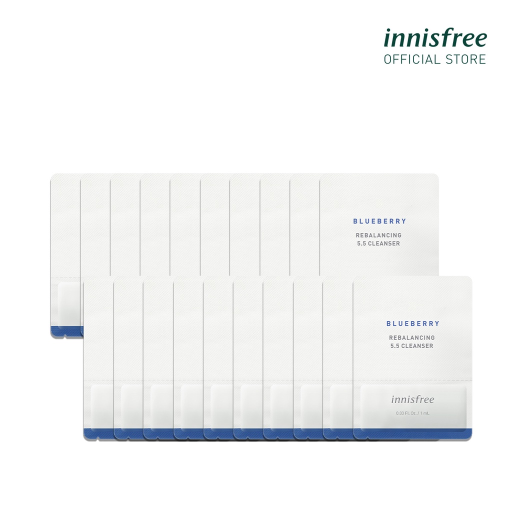 (Quà tặng) Bộ 20 Sữa rửa mặt từ blueberry innisfree Blueberry Rebalancing 5.5 Cleanser 1mL