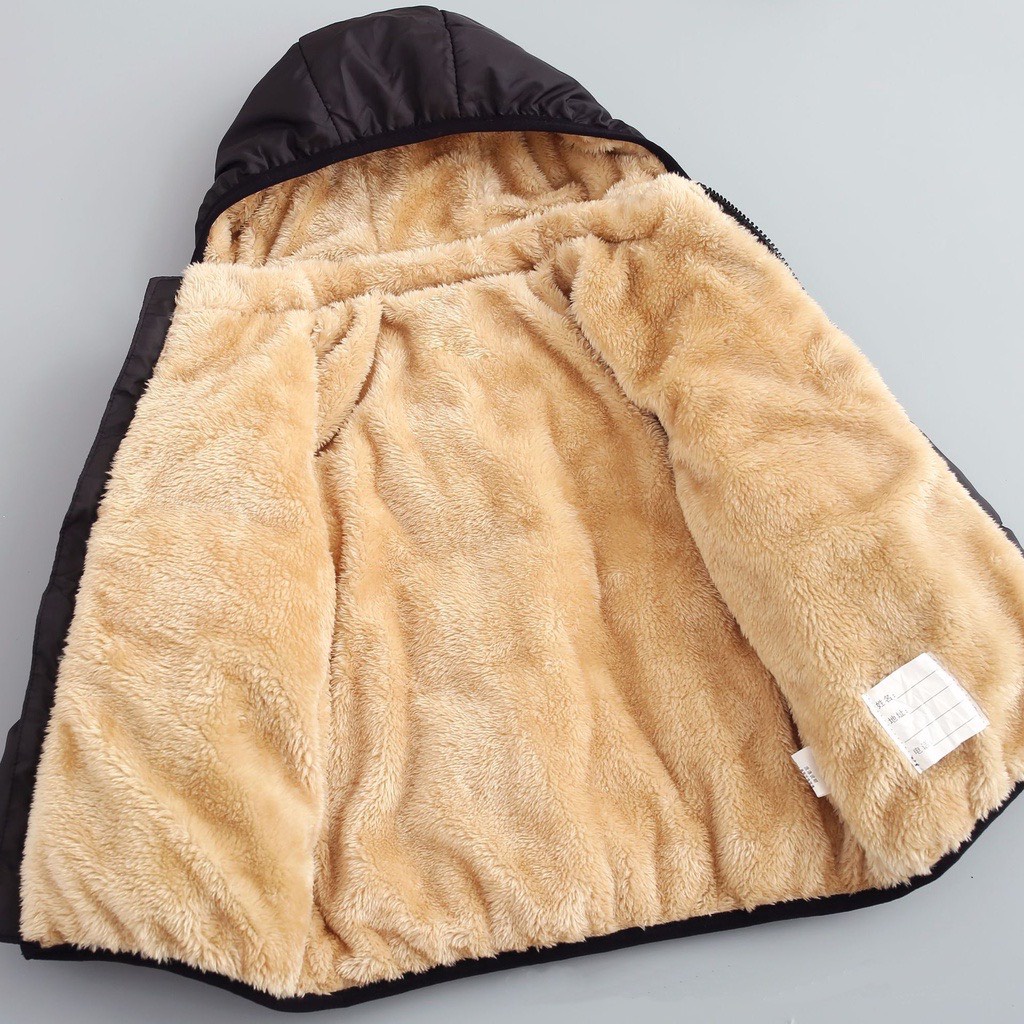 Áo khoác phao lót lông hàng Quảng Châu cho bé, Áo phao lót lông cừu siêu ấm cho bé 8-25kg