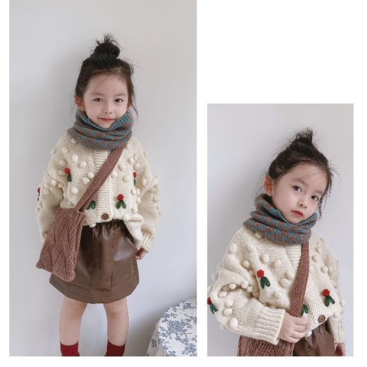 Khăn Choàng Cổ Đan Len Sọc Ca Rô Phong Cách Hàn Quốc Thời Trang Thu Đông Xinh Xắn Dành Cho Trẻ