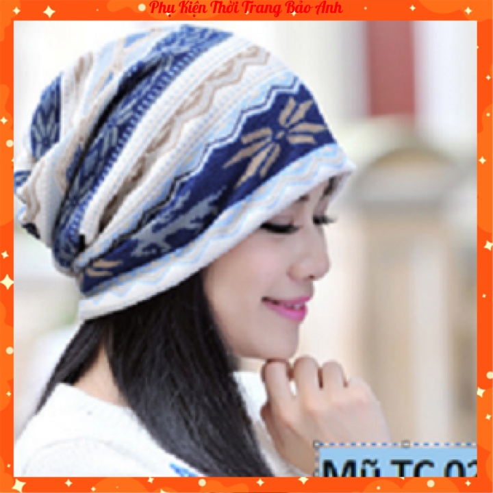 Khăn ống Mũ đa năng thời trang mùa đông họa tiết thổ cẩm