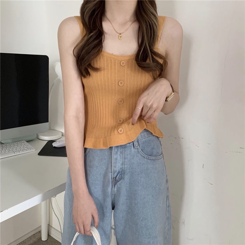 Áo Dệt Kim Không Tay Dáng Ôm Thời Trang Mùa Hè Dành Cho Nữ