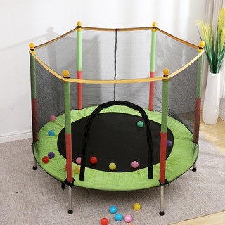 Nhà nhảy nhún, nhà bóng trẻ em, nhà nhún lò xo lục giác có lan can, đệm nhún lò xo cho bé siêu tiện lợi