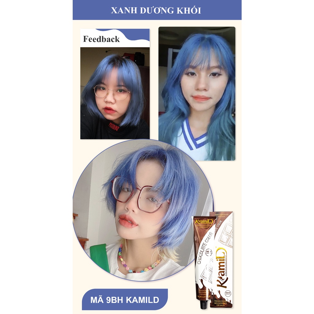 Combo màu XANH DƯƠNG XÁM màu nhuộm thời trang hottrend KamiLD cần tẩy tóc không khô tóc