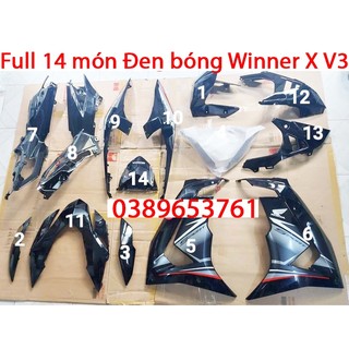 Full bộ dàn áo winner x 2022/ winner x v3 đen bóng